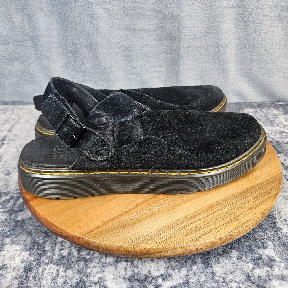 Dr Martens Carlson Clogs Mens 10 Black Suede Slingback Slip On Mules Casual